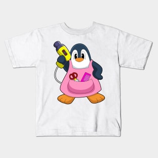 Penguin Hairdresser Hair dryer Kids T-Shirt